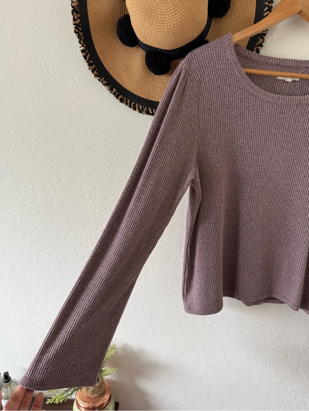 Madewell Ribbed Knit Flare Sleeve Top Size XL